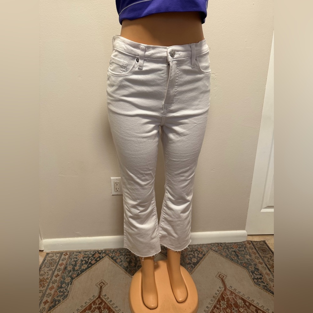 NWT DKNY White high rise flare Cropped Pants size 8/29